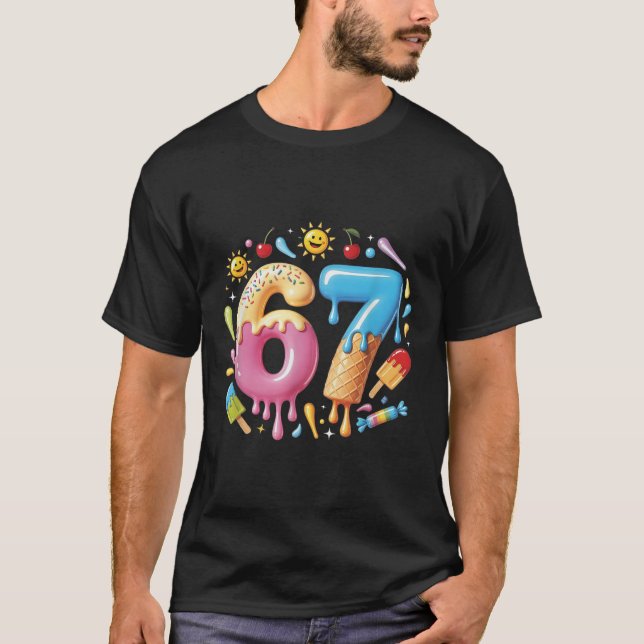 T-shirt Six Seven Glace Drip Cool Meme 67 Numéro Drôle (Devant)