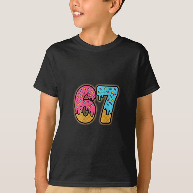 T-shirt Six Seven Ice Cream Drip Sport 67 Fun Mason Meme ( (Devant)