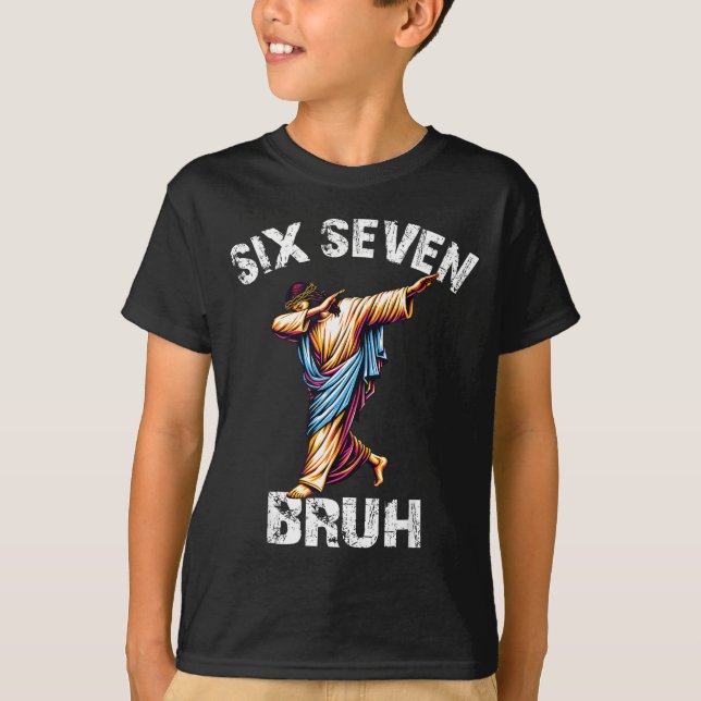 T-shirt Six Seven Jesus Dabbing Christmas 6 7 Meme 67 Kids (Devant)