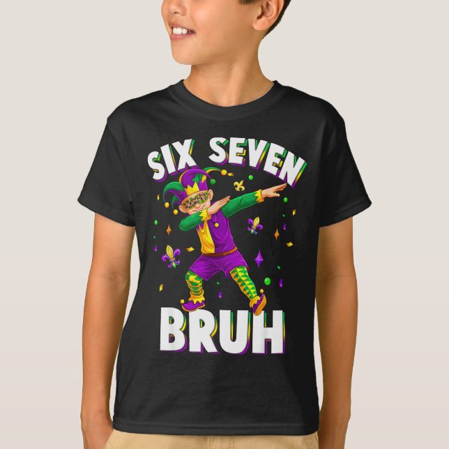 T-shirt Six Seven Mardi Gras Jester 67 Meme Carnival 6 7 K (Devant)