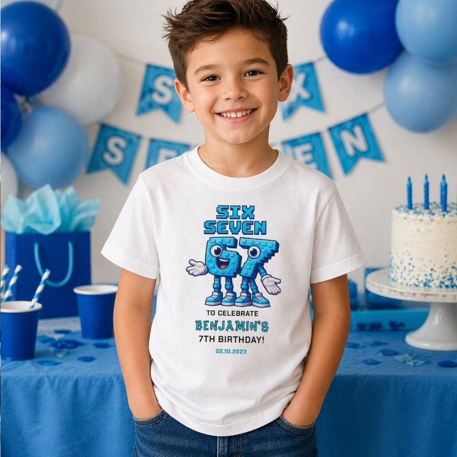 T-shirt Six Seven Meme 7e Anniversaire | Drôle Tendance (Six Seven Meme 7th Birthday | Funny Trendy T-Shirt
)