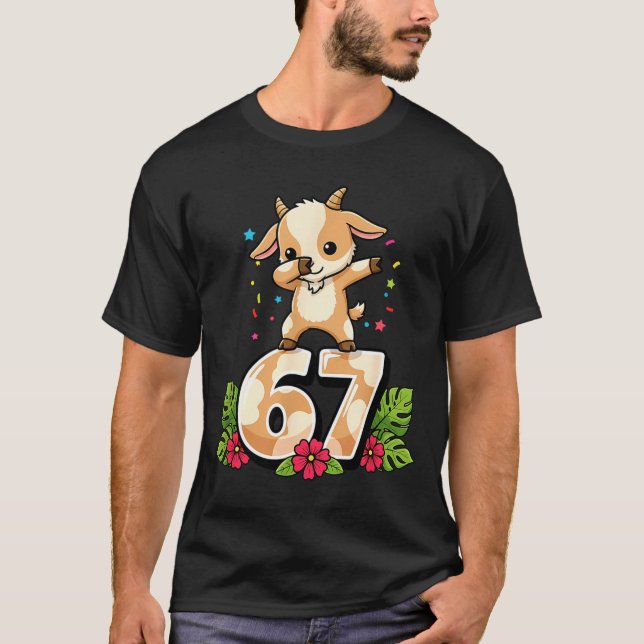 T-shirt Six Seven Meme Dabbing Baby Goat 67 Funny Gen Z Ap (Devant)