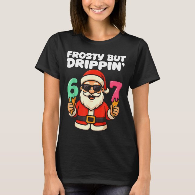 T-shirt Six Seven Santa Santa Sungles Ice Cream Christmas  (Devant)