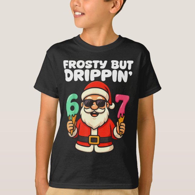 T-shirt Six Seven Santa Santa Sungles Ice Cream Christmas  (Devant)