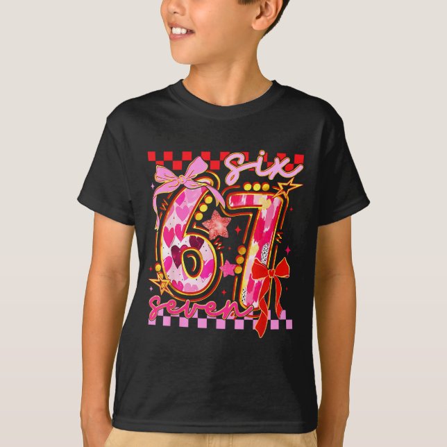 T-shirt Six Seven Valentine Day Funny Nk 67 Cute Bow Girls (Devant)