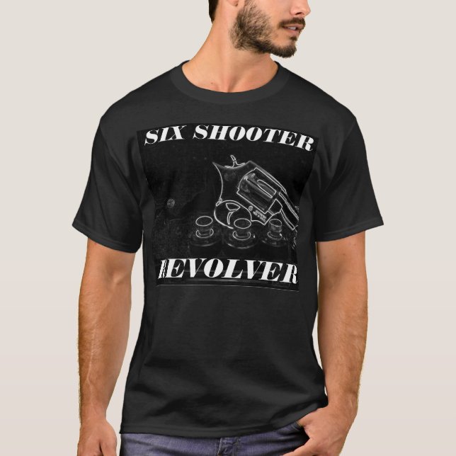 T-SHIRT SIX SHOOTER REVOLVER BLACK SHIRT (Devant)