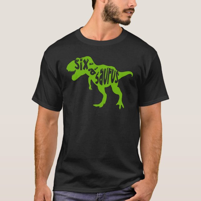 T-shirt Sixasaurus anniversaire dinosaure 6e anniversaire  (Devant)