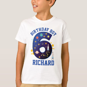 T-shirt Sixième anniversaire Boy Space 6   Planètes Galaxy
