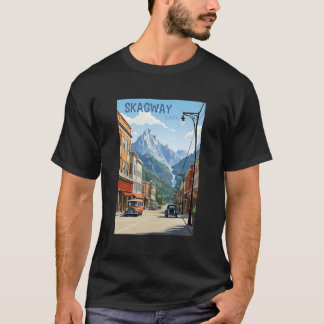 T-shirt Skagway Alaska affiche de voyage de style Vintage