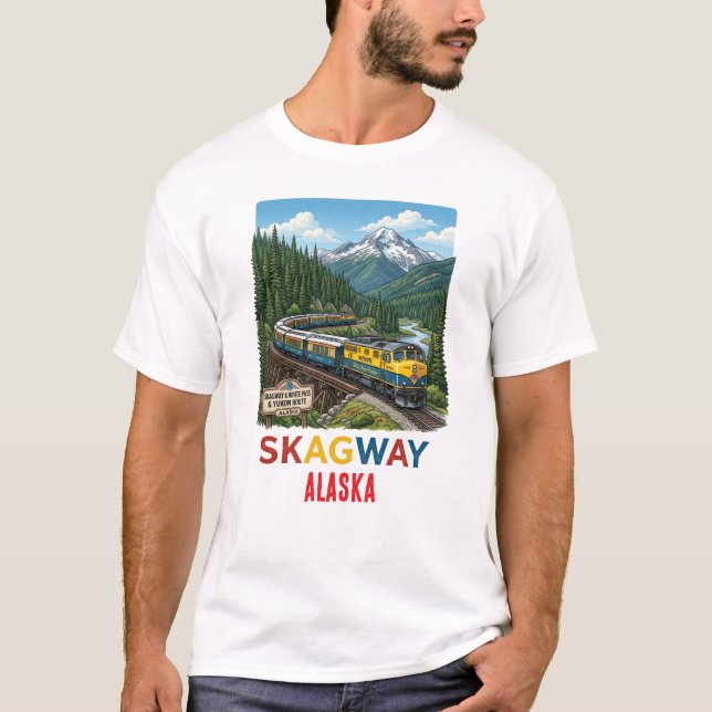 T-shirt Skagway Alaska sentier White Pass (Devant)