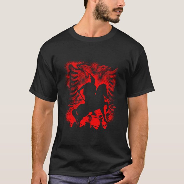 T-shirt Skanderbeg Albanie Et Drapeau Du Kosovo Pour Fière (Devant)