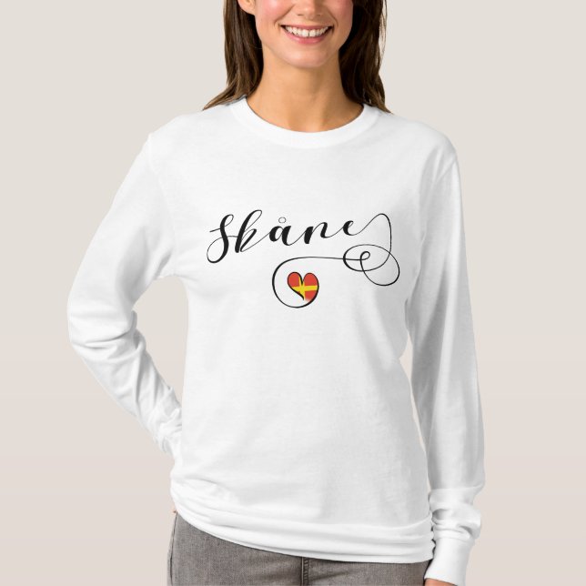 T-shirt Skåne Flag Heart, Suède, Scanie (Devant)