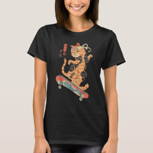 T-shirt Skatana Skateboard tatouage Chat Ukiyo E Japanes