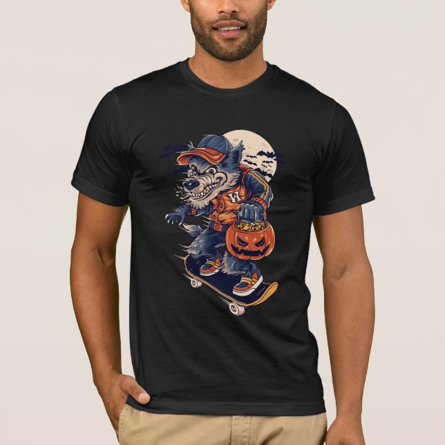 T-shirt Skate de loup sur piste et traitement (Devant)