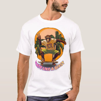 T-shirt Skate Like a Beast Cool Chimpanzee Skater Design