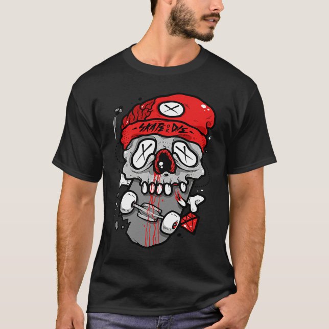 T-shirt Skate or Die  Skater Board American Cool Graphic (Devant)
