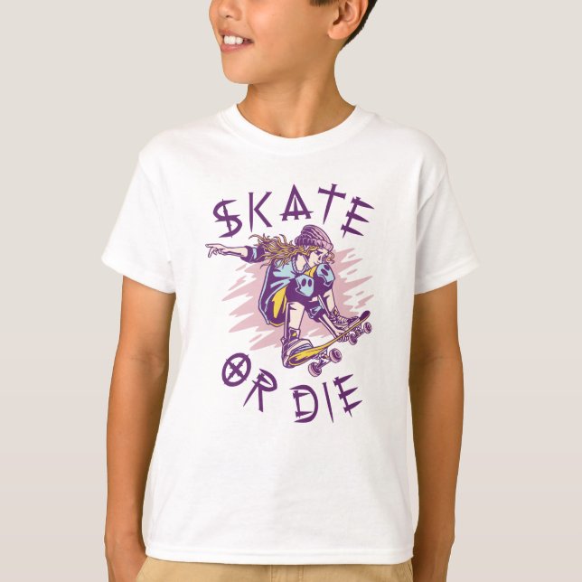 T-shirt Skate ou die Skateboarder Girl (Devant)