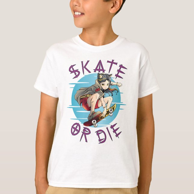 T-shirt Skate ou die Skateboarder Girl (Devant)