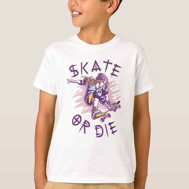 T-shirt Skate ou die Skateboarder Girl (Devant)