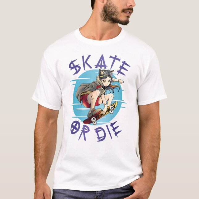 T-shirt Skate ou die Skateboarder Girl (Devant)