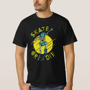 T-shirt Skate ou die Skeleton Skateboarder