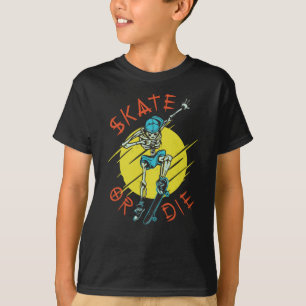 T-shirt Skate ou die Skeleton Skateboarder