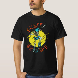 T-shirt Skate ou die Skeleton Skateboarder