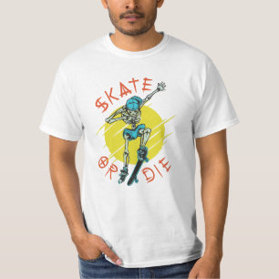 T-shirt Skate ou die Skeleton Skateboarder