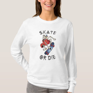 T-shirt Skate ou mourir drôle Skeleton Skateboarder