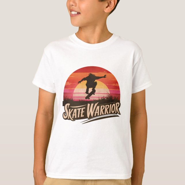 T-shirt Skate warrior - rétro sunset vintage (Devant)