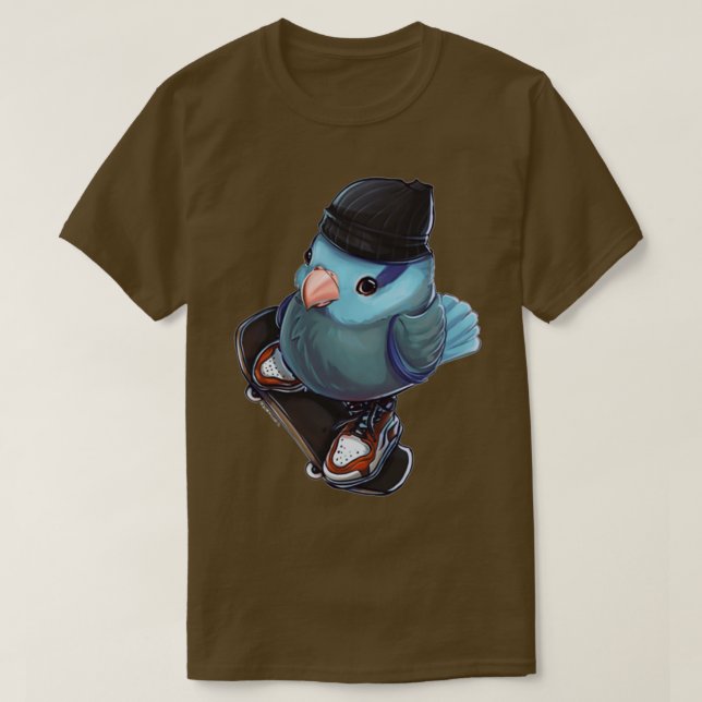 T-shirt SKATEBIRD Skateboard Parrot Crut (Design devant)