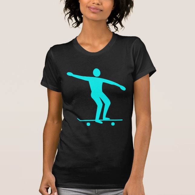 T-shirt Skateboard - Cyan (Devant)