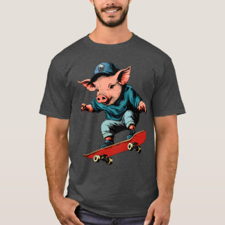 T-shirt skateboard de porc