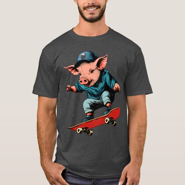 T-shirt skateboard de porc (Devant)