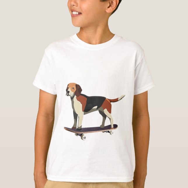 T-shirt Skateboard dog, Beagle (Devant)