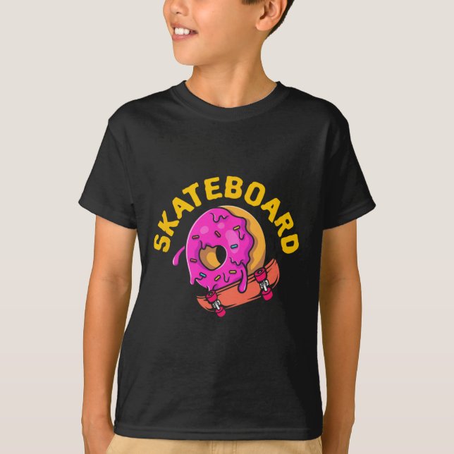 T-shirt Skateboard Donut Skateur Longboard Freestyle Demi- (Devant)