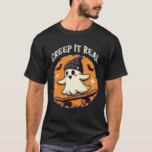 T-shirt Skateboard fantôme Halloween « Creepin’ It Real »
