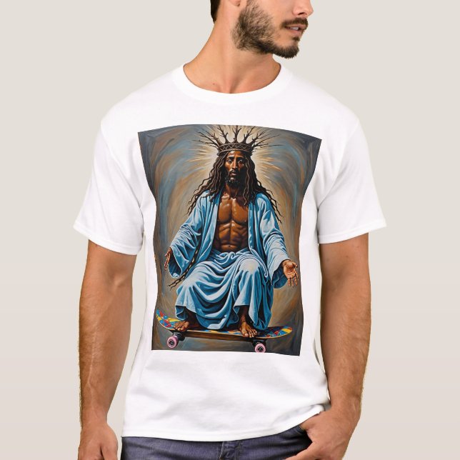 T-shirt Skateboard Jesus Funny Religieux Art Urban Streetw (Devant)
