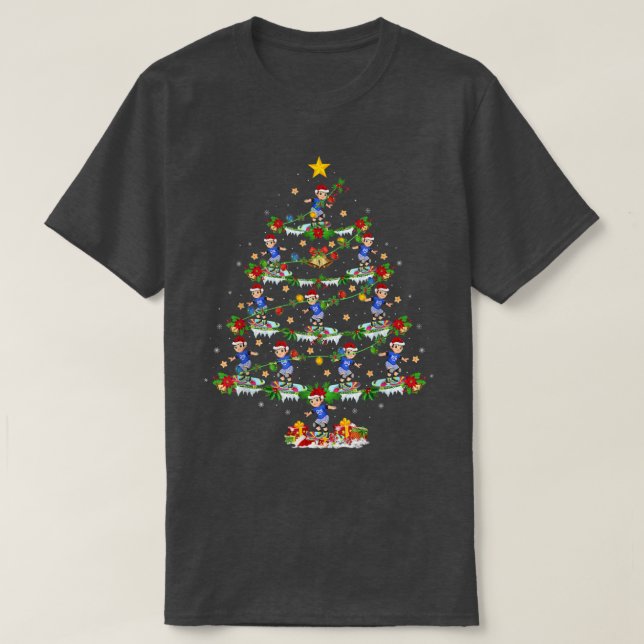 T-shirt Skateboard Lover Xmas Lights Skateboard Chri (Design devant)