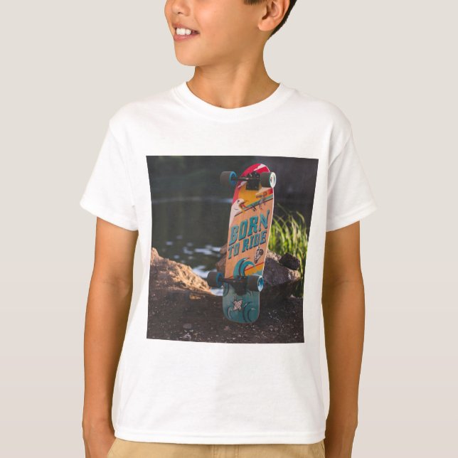 T-shirt Skateboard Né À Ride (Devant)