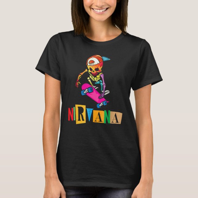 T-shirt Skateboard Nirvana Skelton (Devant)