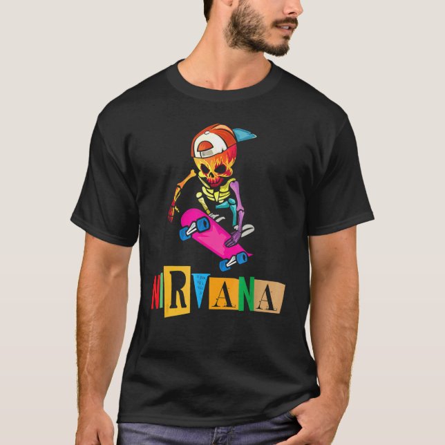 T-shirt Skateboard Nirvana Skelton (Devant)