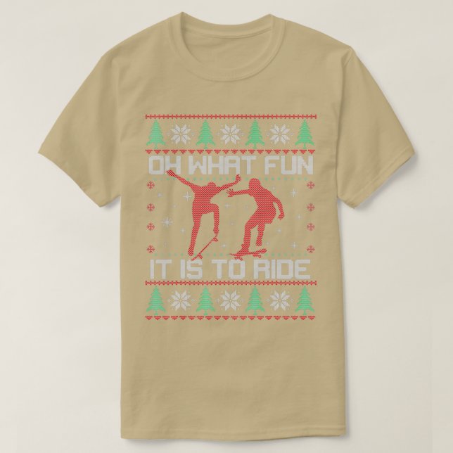 T-shirt Skateboard Noël Oh What Fun Skateboard Ugl (Design devant)