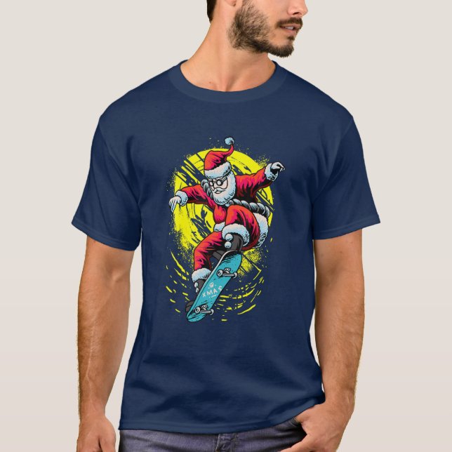 T-shirt Skateboard Santa Claus (Devant)