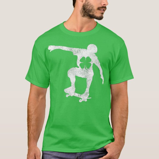 T-shirt Skateboard Shamrock Jour de la Saint Patrick irlan (Devant)