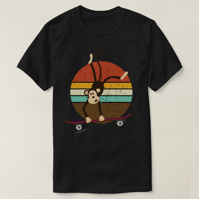 T-shirt Skateboard singe drôle cadeau (Design devant)