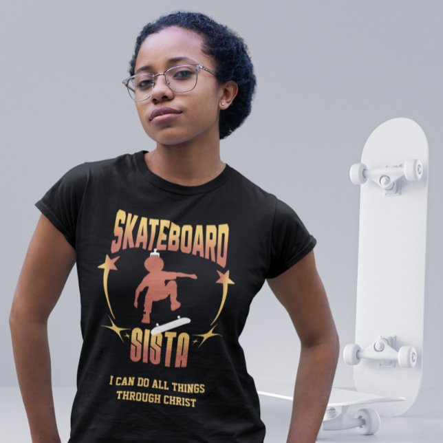 T-shirt SKATEBOARD SISTA Afro Skateboard Nom personnalisé (Créateur téléchargé)