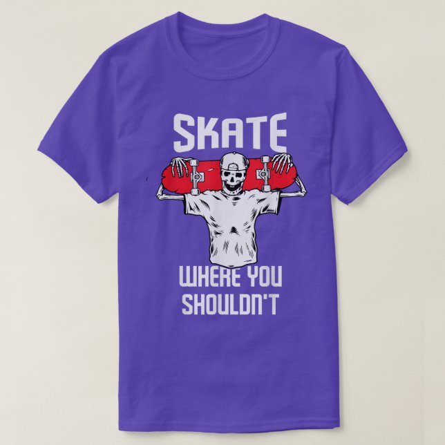 T-shirt Skateboard Skateboard Hommes Femmes Skeleton (Design devant)