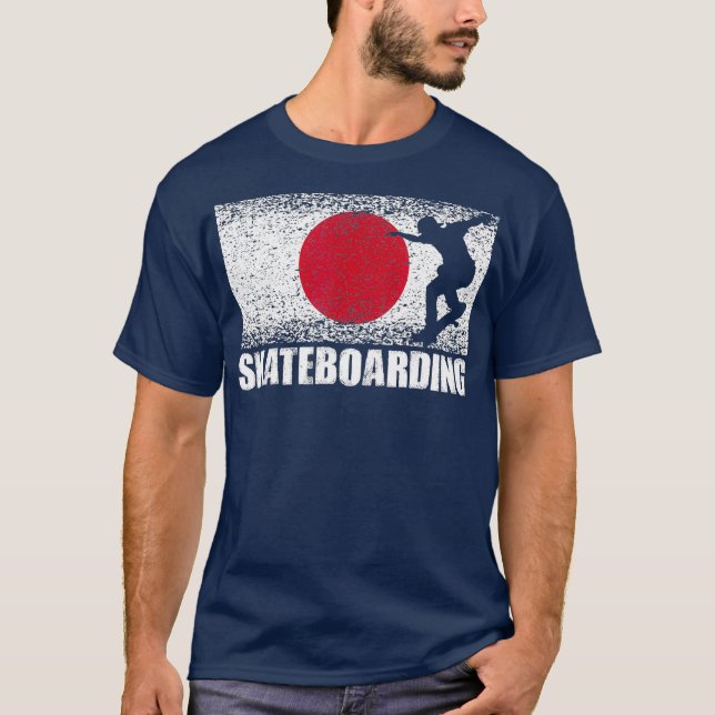 T-shirt Skateboard Sport Japan Flag Japanese (Devant)