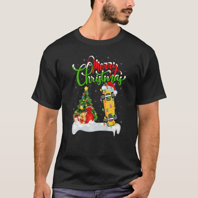 T-shirt Skateboard Xmas Décorations Skateboard Chri (Devant)